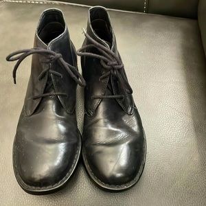 Born black booties, lace up, size 8.